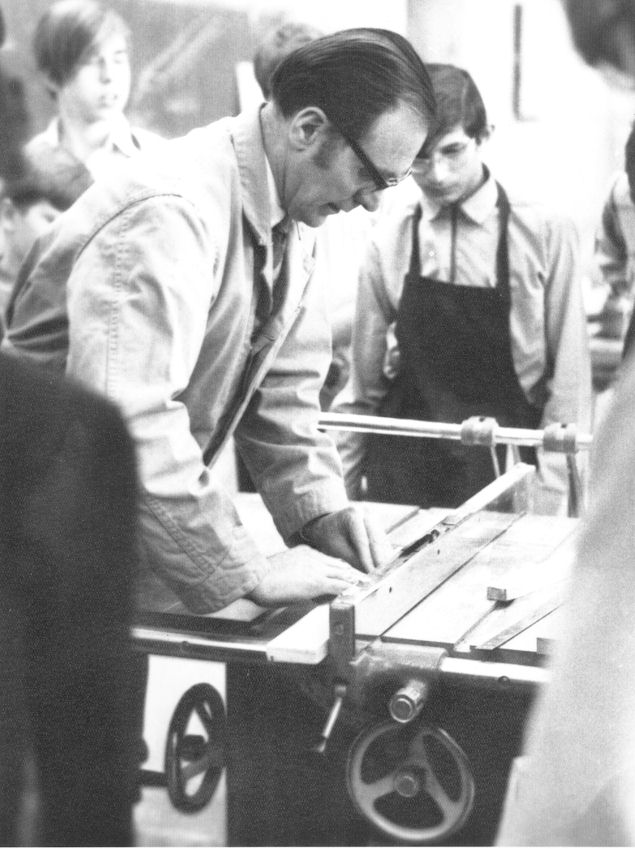 Malcolm Renshaw in the Woodshop (courtesy of Harold Wolf)